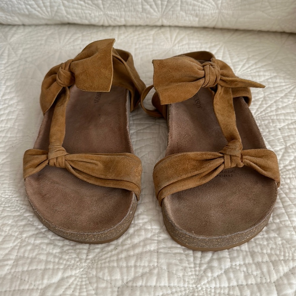 Ulla Johnson Suede Sandals With Bow Accents, Color Neutral Brown, Size 40